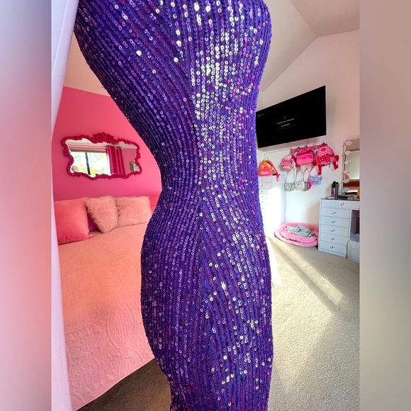 FASHION Nova Purple Sequin Mini Dress Petite XS - Picture 6 of 10